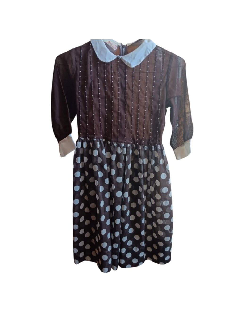 True Vintage Girls 10 Dress 1970's Veruca Salt Kate Greenaway Keepsake Sheer